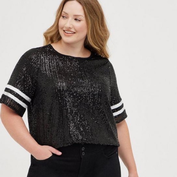 Abbey Blouse - Sequin Football Stripe Black - Picture 5 of 6